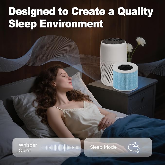 Core Mini Smoke Remover Replacement Filter for LEVOIT Core Mini and Core Mini-P Air Purifier, 3-in-1 H13 Grade True HEPA and Activated Carbon, Core Mini-RF-SR, 2 Filter & 10 Fragrance Sponge, Blue