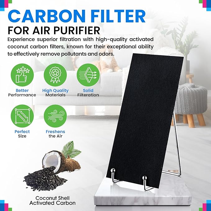 Bagean Activated Carbon Pre Filter 9.5" x 4.1" Compatible with Bionaire & Holmes AER1 Filter Replacement - Fits AER 1 Holmes Air Purifier Filters - Removes Odors and Freshen the Air (4-Pack)