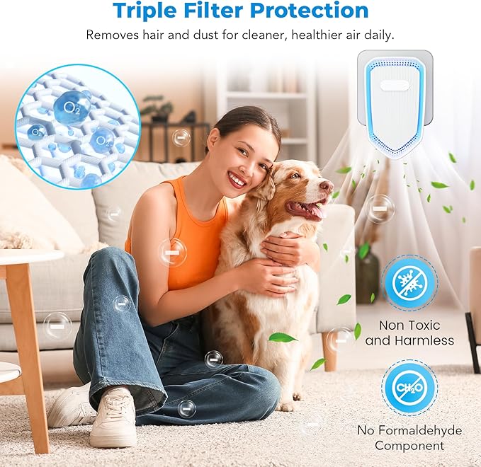 Air Ionizers Plug In Negative Ion Air Purifiers Quiet Air Freshener for Home Bedroom Office Basement - Portable Mini Air Cleaner Odor, Smoke, Dust, Pet Smell (6, White)