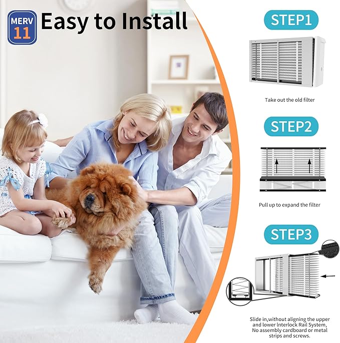 2-Pack 410 Filter Replacement Compatible with AprilAire 410 Whole House Air Purifiers Models,1410,1610,2410,2416,3410,4400,MERV 11 Furnace Filter Replacement,fit for16x28x4Furnace Actual size