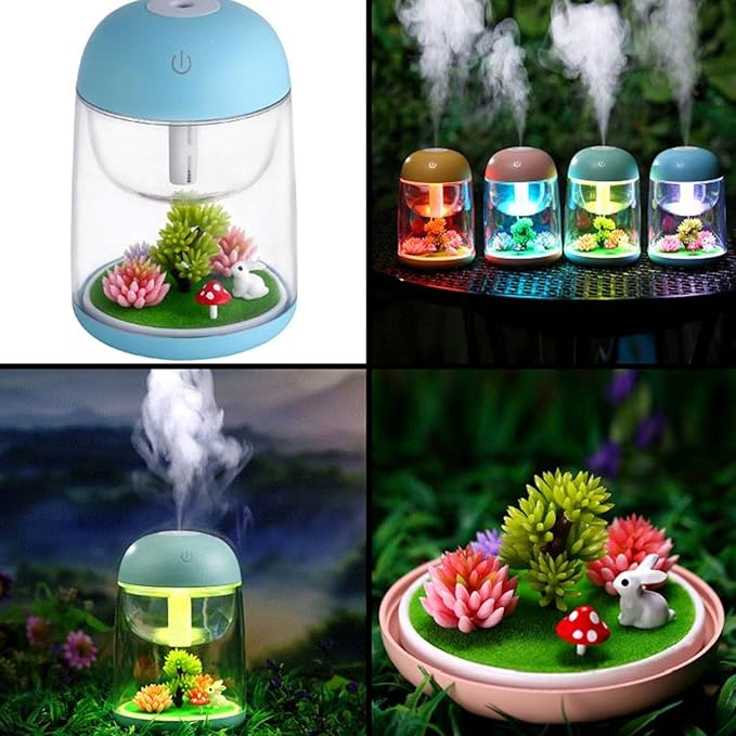 Micro Landscape Humidifier with Changing Led Light,Adjustable Mist Mode, Waterless Auto Shut-off,for Bedroom,Office,Car (blue)