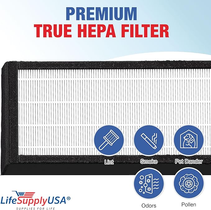 2 True HEPA Filters “Filter B” FLT4825 | Compatible with GermGuardian AC4825, AC4300, AC4900, AC4850 & AC4800 Series Air Purifiers by LifeSupplyUSA