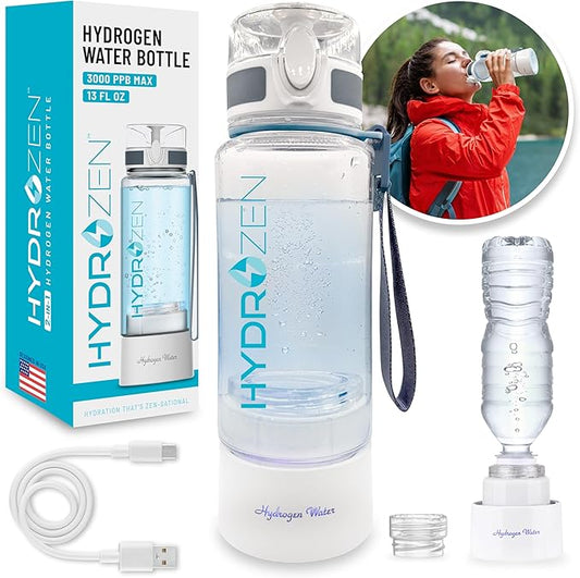 Hydrogen Water Bottle – 2-in-1 Portable Hydrogen Water Generator – Bottle with Flip Top Lid – SPE/PEM Technology – BPA-Free Tritan – Self Cleaning Function