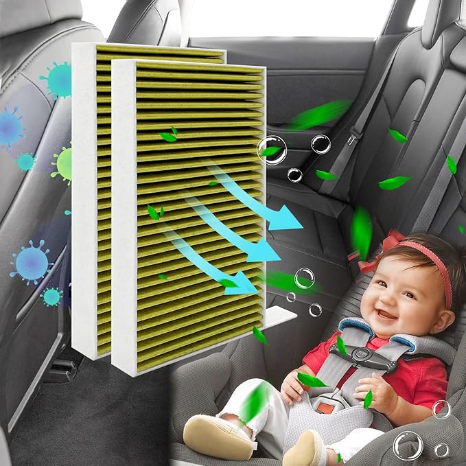 JOJOMARK Cabin Air Filter fits for Tesla Model 3/Y with Activated Carbon Fit for 2016-2024 Model 3/2020 2021 2022 2023 2024 Model Y