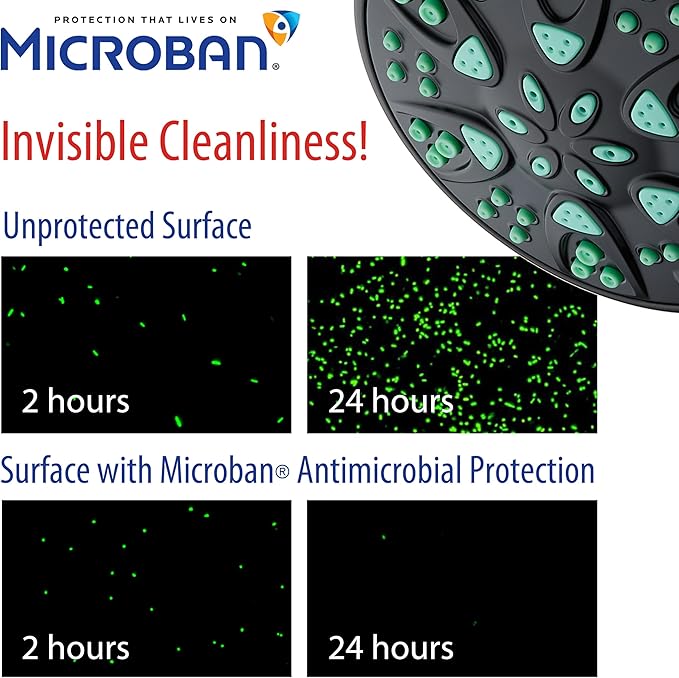 AquaDance Antimicrobial/Anti-Clog High-Pressure 30-setting Dual Head Combination Shower with Microban Nozzle Protection From Growth of Mold, Mildew & Bacteria for a Healthier Shower – Coral Green