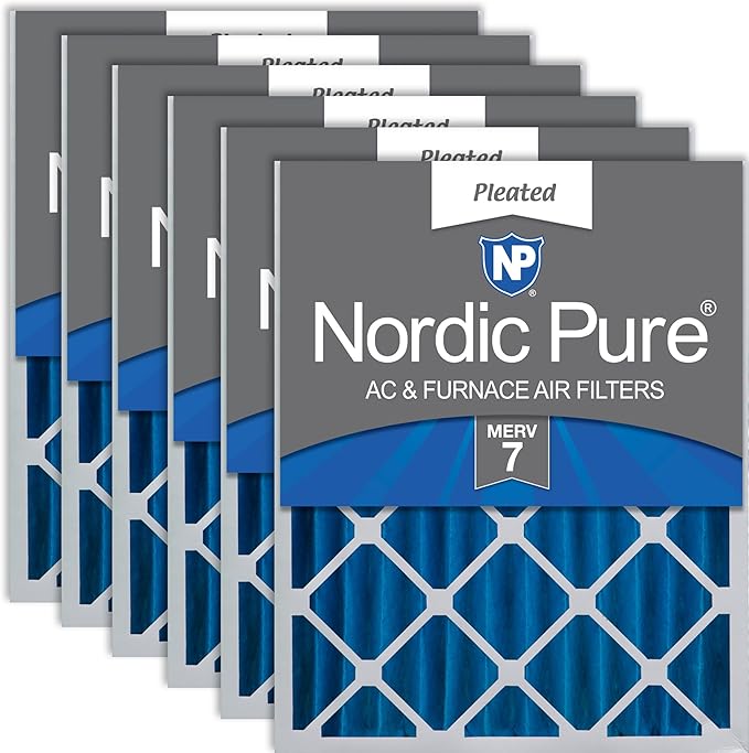 Nordic Pure 20x20x4 (19_1/2 x 19_1/2 x 3_5/8) Pleated MERV 7 Air Filters 6 Pack
