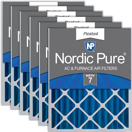 Nordic Pure 20x20x4 (19_1/2 x 19_1/2 x 3_5/8) Pleated MERV 7 Air Filters 6 Pack