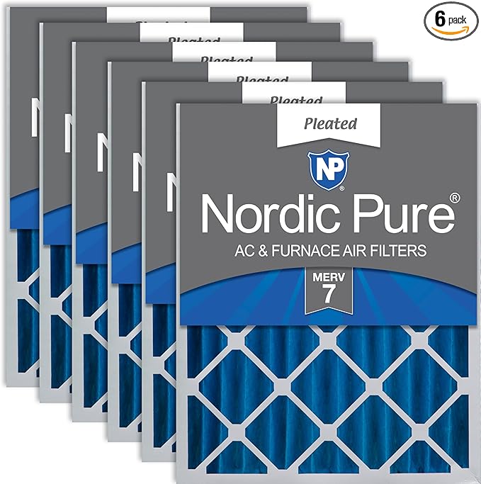 Nordic Pure 16x25x4 (15_1/2 x 24_1/2 x 3_5/8) Pleated MERV 7 Air Filters 6 Pack