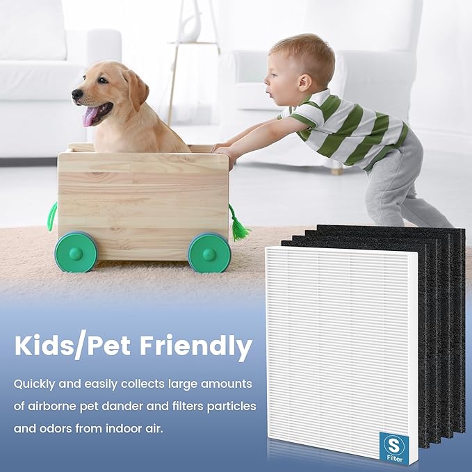 C545 True HEPA Replacement Filter S Compatible with Winix C545, B151, P150, 9300 Air Purifier, Winix S Filter 1712-0096-00 2522-0058-00, 2 Pack H13 True HEPA Filter and 8 Activated Carbon Filters