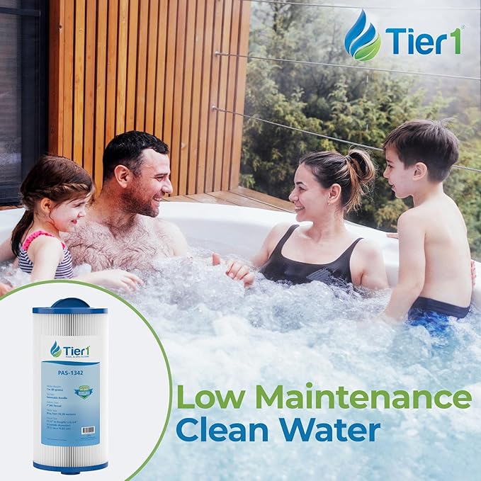 Tier1 Spa Filter Cartridge Replacement for Jacuzzi J300 & J400 | Compatible with 6541-383, PJW60TL-OT-F2S, 6CH-961 | Trilobal Dirt-Lock Fabric | Washable & Reusable | High Flow Hot Tub Filter