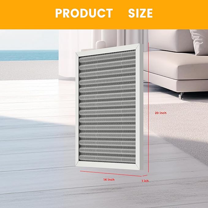 14x20x1 HVAC Furnace Air Filter, Lasts a Lifetime, Washable, the Last HVAC Filter You Will Ever Buy, Breathe Safely at Home or in the Office,Merv 8 (Actual Size:13.5x19.5x0.82 Inch)