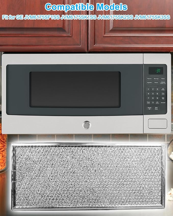 Grease Filter Fit for GE Microwave Oven JVM6175SF1SS JVM6175SK1SS JVM6175SK2SS JVM6175SK3SS, 2 Pack Microwave Filter