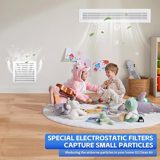 Custom Size Air Vent Filters – 12”x120” Electrostatic Filter Roll with MERV 8 Rating & Hook Tape, Makes 30+ Vent Covers for Home Floor, Grilles, Ceiling, HVAC Furnace Vents