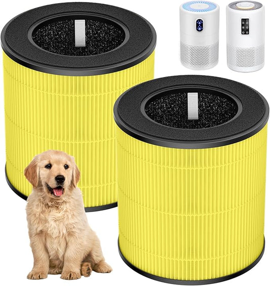 B-D02L B-D02U Pet Care Replacement Filter, Compatible with VEWIOR B-D02U Air Purifier, MOOKA B-D02L & M05 Air Purifier, 3-in-1 HEPA Filter for Pet Dander, Pet Odor, Pet Fur, Pet Hair, 2 Pack