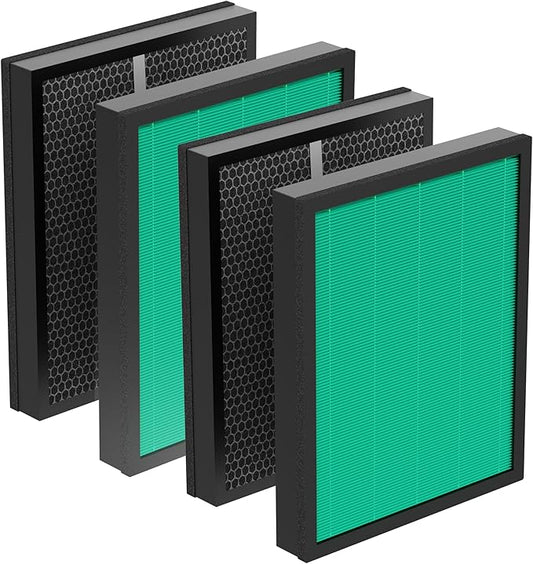 Replacement Filter 400/400S Fits for Coway AIRMEGA Max2 400 400S 400(G) 400S(G) Air Purifier, 2-in-1 Max2 Green True HEPA and Active Carbon Filter 2 Sets, AP-2015-FP 4 Pack