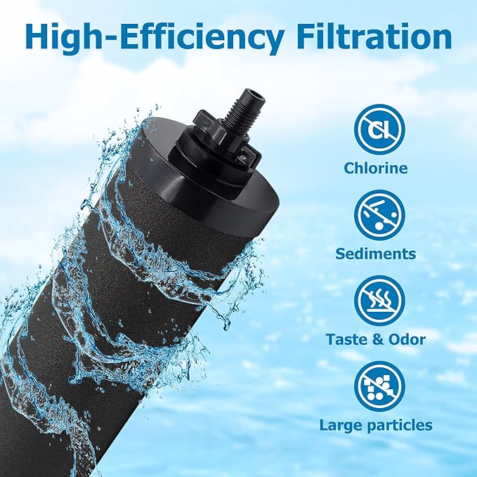 Water Filter Replacement for Berkey® BB9-2 Black Activated Carbon Filters, Compatible with Berkey® Gravity Water Filter System, Pack of 4