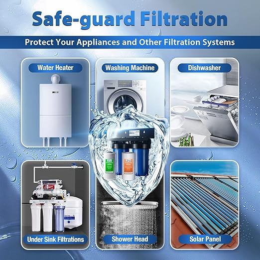 iSpring WGB21B 2-Stage Whole House Water Filtration System, with 10" x 4.5" Sediment CTO(Chlorine, Taste, and Odor) Filter, 1" Inlet/Outlet