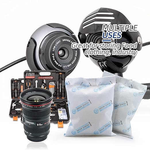 6Pcs 100 Gram Silica Gel Packets, White Dessicant Beads Packets for Storage, Pure and Safe Silica Gel Desiccant Packs, Moisture Absorber Silica Gel Beads Packs for Moisture Control