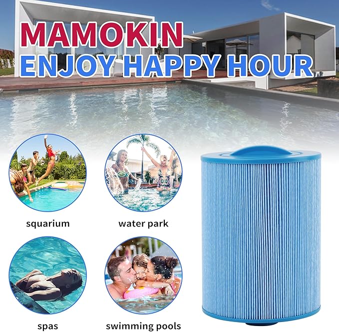 PWW50P3-M Spa Filter, Replaces Unicel 6CH-940RA，Filbur FC-0359M, 817-0050, 25252, 03FIL1400, PWW50P3-M(1 1/2" Coarse Thread),45 sq.ft Screw in Hot Tub Filter,L x OD:7 5/8"x 6" 2 Pack