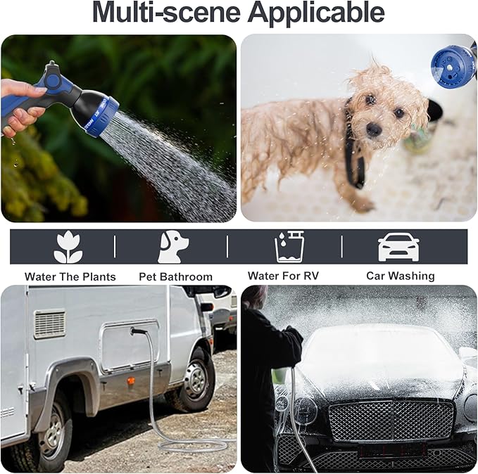 150ft 304 Stainless Steel Garden Hose Metal, Heavy Duty Water Pipe with Nozzles for Yard, Outdoor - Flexible, Never Kink & Tangle, Puncture Resistant (Sliver)