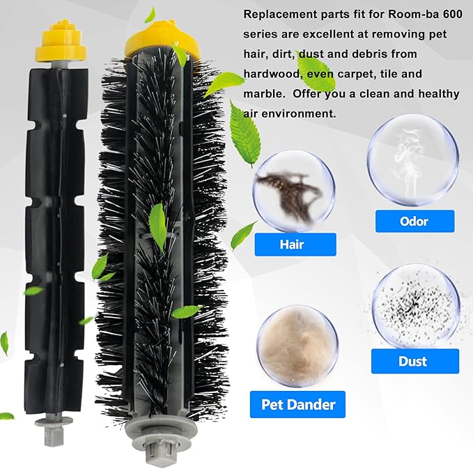 Replacement Brushes Fit for i-Robot Room-ba 600 & 700 Series 614 630 635 640 645 650 660 675 680 690 695 760 770 780 Robot Vacuum Cleaner Includes 3 Sets Bristle & Flexible Beater Brush Kit