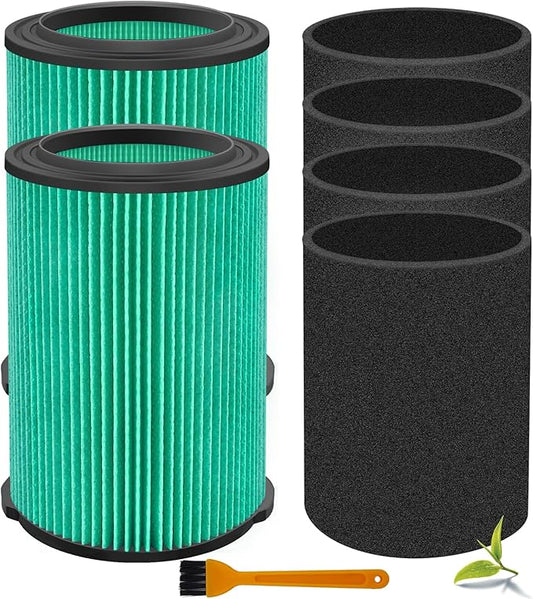 VF6000 Replacement Filter for Ridgid Shop Vacuums 5-20 Gallon, Universal VF6000 Filter Fits Rigid Wet Dry Vac/Husky Shop Vacuum Filter 6-9 Gallon with Foam Sleeves- 2 Pack