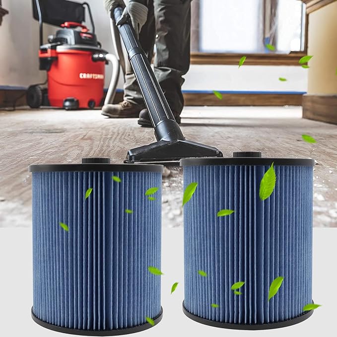 MZY LLC 2 Pack 17907 Cartridge Filter for Craftsman Shop Vacs 5 to 20 Gallon, 3-Layer Pleated 9-17907 Wet/Dry Fine Dust Filter