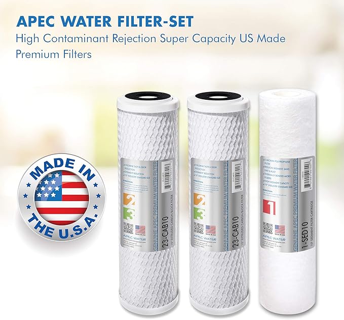 APEC WATER FILTER-MAX90-38 US Made 90 GPD Complete Replacement Set for Ultimate Series Reverse Osmosis Water Filter System with 3/8" D Tubing Quick Dispense, White