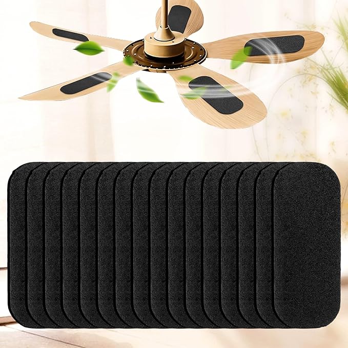 15 Pack Ceiling Fan Air Filters for Blades, Fan Blade Air Purifier Pads, Fan Filters for Ceiling Fan Blades, Reusable Carbon Filter Pad for Home Bedroom Living Room (Thickness 0.4 inch)