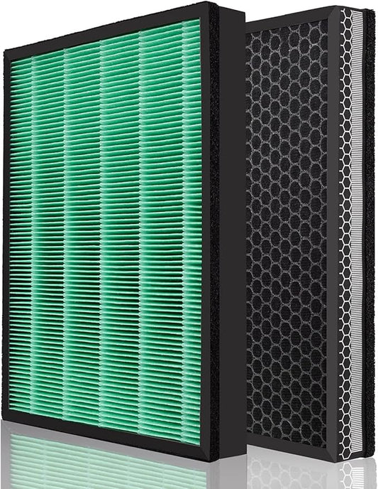 for Coway Airmega 400 400s Max2 True Filter Replacement Set Compatible with Smart Technology App-Enabled Alexa Green and Active Carbon AP-2015-FP Part to 3111737 Filters (2 Pack)