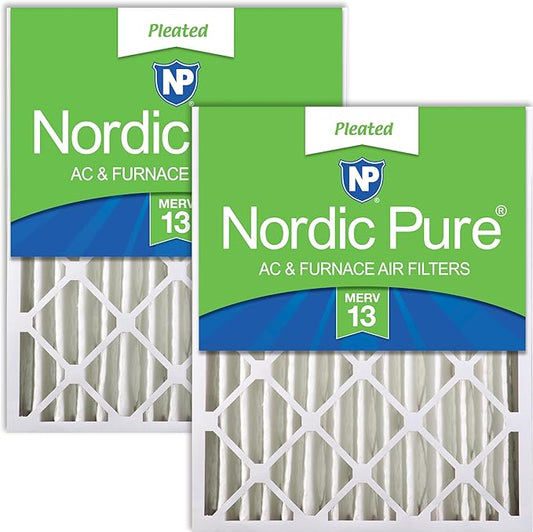 Nordic Pure 20x20x4 (19_1/2 x 19_1/2 x 3_5/8) Pleated MERV 13 Air Filters 2 Pack