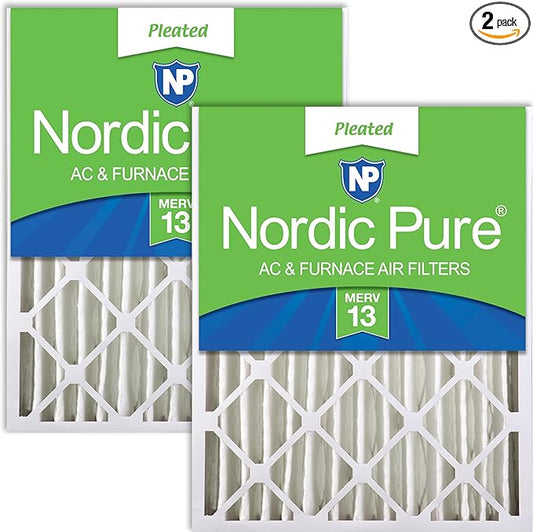 Nordic Pure 16x25x4 (15_1/2 x 24_1/2 x 3_5/8) Pleated MERV 13 Air Filters 2 Pack
