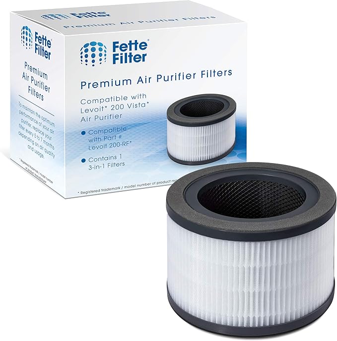 Fette Filter - Air Purifier Replacement Filter Compatible with LEVOIT Vista 200 Air Purifier 3-in-1 Pre-Filter, True HEPA Filter, High-Efficiency Activated Carbon Filter, Vista 200-RF - Pack of 1
