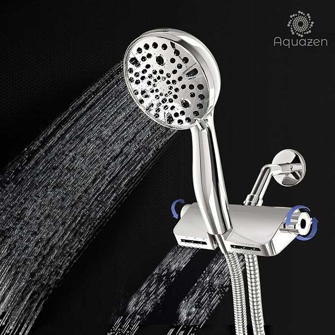 AQUAZEN® Filtered Shower Head with 8-Layer Handheld Filter | High Pressure | 10 Spray Modes | US Standard | Premium Chrome Finish | 5ft Hose | Easy Install