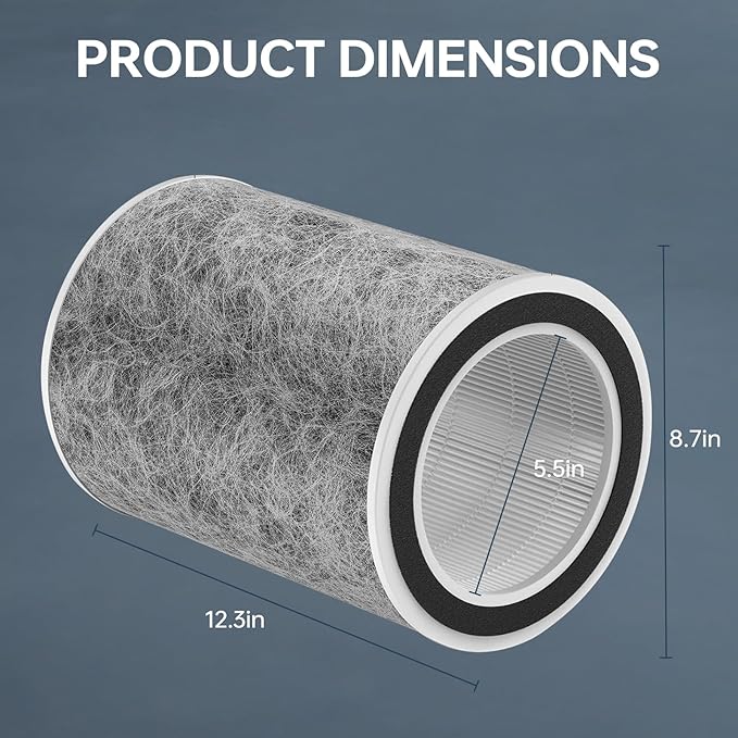 2Pack HP302 HP201 Replacement Filter Compatible with Shark HP201 HP202 HP302 HP301 HC502 AP1000 Air Purifier MAX, True Filter Cleans Up to 99.98% Particles Part # HE2FKBAS, HE2FKBASMB