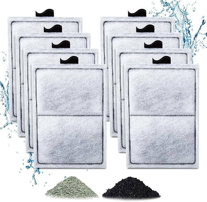 8 Pack PF-L Filter Cartridges Compatible with Top Fin Silenstream PF20, PF30, PF40 and PF75 Power Filters, Remplacement Aquarium Carbon Cartridge with Zeolite