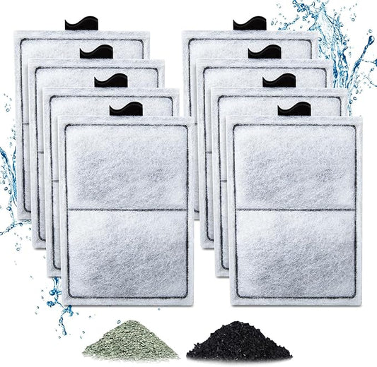 8 Pack PF-L Filter Cartridges Compatible with Top Fin Silenstream PF20, PF30, PF40 and PF75 Power Filters, Remplacement Aquarium Carbon Cartridge with Zeolite