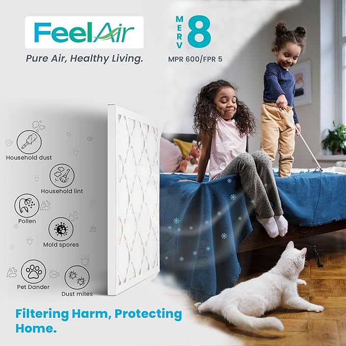 Air Filters 20x25x4 MERV 8, MPR 600, Air Filter (4 Pack)