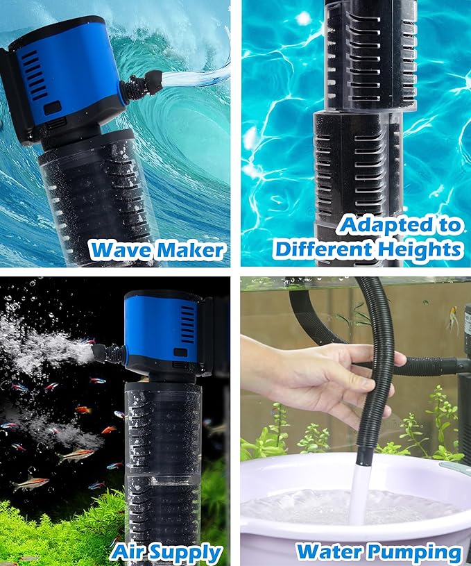 COOSPIDER Pond Filter for 75-200 Gallon, 400 GPH Powerful Filtration Pond Pump, Submersible Canister Filters for Fish Turtle Tank, Cold Plunge, Clear Wavemaker Oxygen Supply, Dry Burning Protection