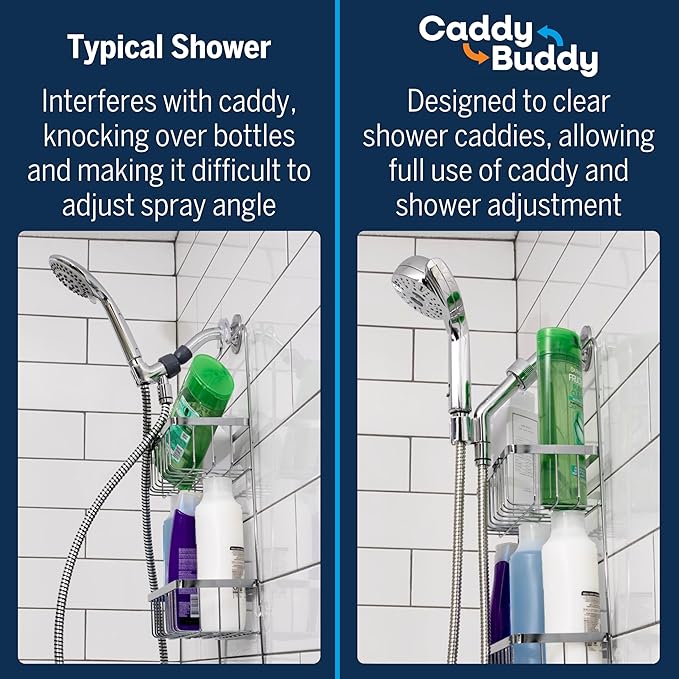 Waterpik Caddy Buddy Pivoting Hand Held Shower Head With 5-Foot Hose, 5-Mode with High Pressure Sprays, Brushed Nickel, PHO-559ME