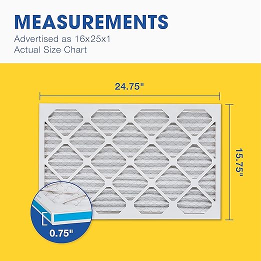 Aerostar 16x25x1 MERV 11 - 4 Count - Pleated HVAC, Furnace & Air Conditioner Filters - Removes Dust, Cold & Flu Germs, Lint, Mold, Pet Dander, Allergy-Causing Pollen, Smog & Smoke