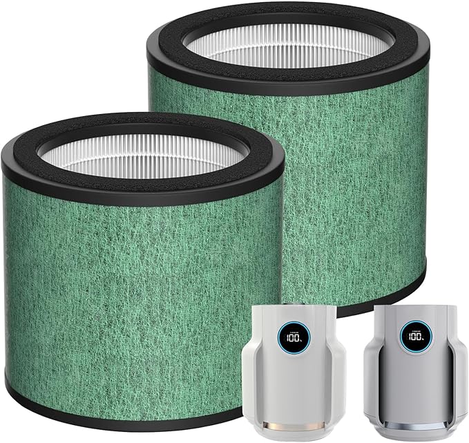 2 Pack HP072 True Filter Replacement for Shark HP072/HP071 NeverChange Air Purifier Captures Pet Dander, Dust, Smoke,250 Sq.Ft Coverage,Part Number# HP071BRN |HE07FKPET(Green)