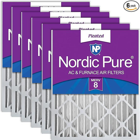 Nordic Pure 16x25x4 (15_1/2 x 24_1/2 x 3_5/8) Pleated MERV 8 Air Filters 6 Pack