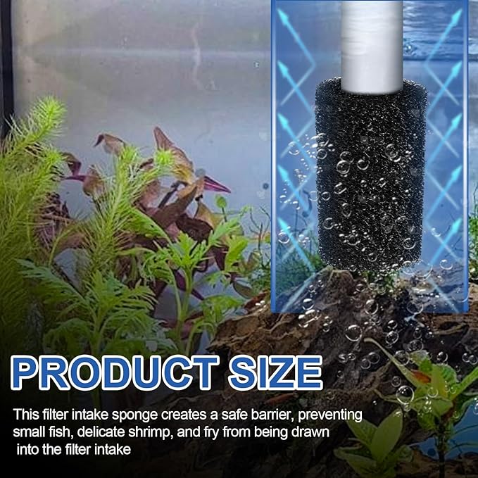 Filter Sponge for Marina Aquarium Shrimp Fry Fish Tank Filter Intake,Replacement Foam Aquarium Filter Media Fit for Marina S10, S15 and S20 Filter Models, Protects Baby Fish & Shrimp, A296-8Pack