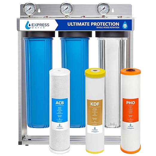 Whole House Water Filter System| ULTIMATE PROTECTION | 3 Stage Water Purifier Whole Home, Top-Tier Heavy Metal + Anti-Scale Filters, High Reduction in Scale, Chloramine, Chlorine, PFAs, Lead, Arsenic