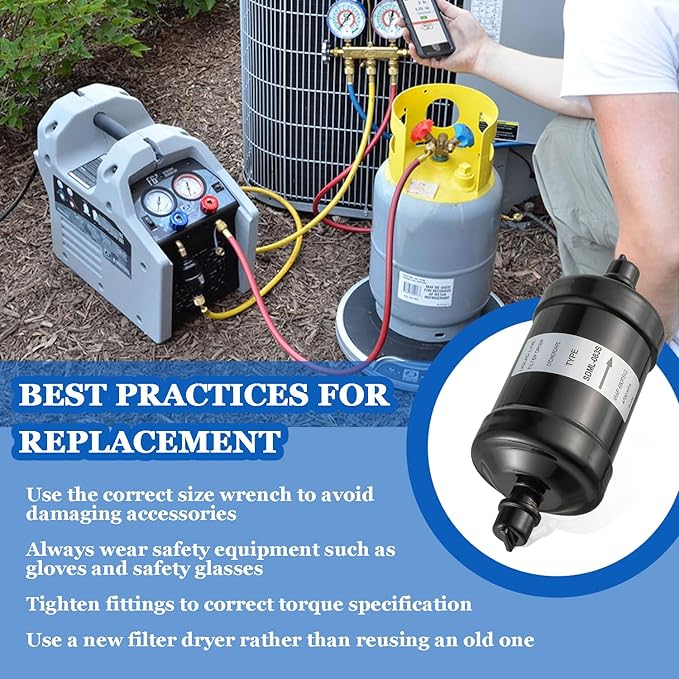 BOJACK Single Flow Refrigerant Filter Dryer Liquid Line SDML-083S 3/8" Sweat filter dryer for refrigeration for HFC CFC HCFC Straight Cool Air Conditioners from 1 to 5 Tons