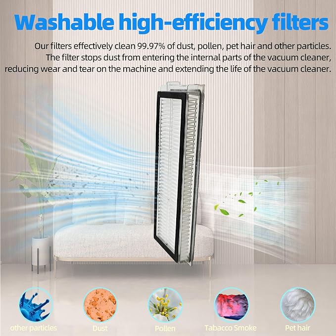 Replacement Parts Accessories Kit Compatible with Roborock Qrevo Curv/Qrevo Edge/Qrevo S5V/Curv S5X/Edge S5A Robot Vacuum Cleaner 1 Dual Main Brush,6 Side Brushes,4 Hepa Filters,4 Mop Pad,4 Dust Bags