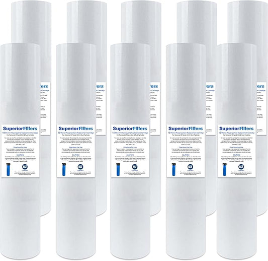 10 Micron Sediment water Filter - Whole House Water Filter Cartridge - 4.5 x 20-inch Replacement - Compatible with All Whole House Water Filter System - (20 X 4.5, 10 Count)