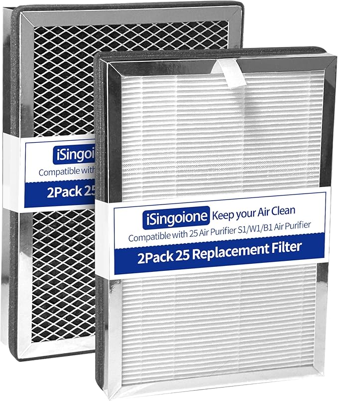 25 Replacement Filter Compatible with MA Series Air Purifier 25 W1/S1/B1,3-in-1 H13 True HEPA Activated Carbon Filter,2-Pack