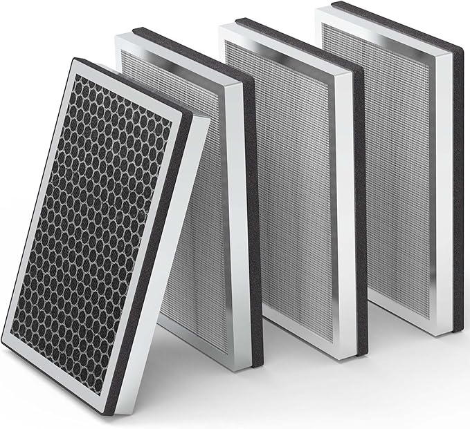 JF260 Replacement Filter Compatible with JF260 JF260S Air Purifier and AP1273 Air Purifier, 3-in-1 Filtration System H13 True HEPA Filter Activated Carbon Filter, JF260-RF Silver 4 Pack